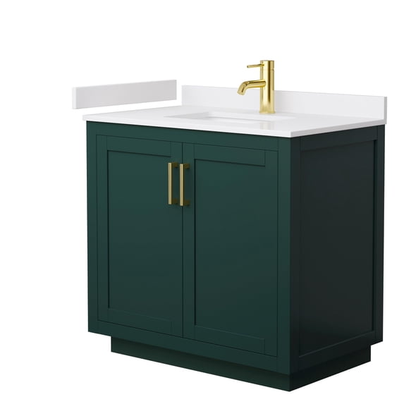 Wyndham Collection Miranda 36" Wood Single Bathroom Vanity in Green/Gold