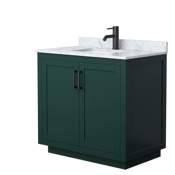 Wyndham Collection Miranda 36" Metal&Wood Single Bathroom Vanity in Green/Black
