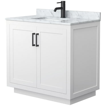 Wyndham Collection Miranda 36" Metal&Wood Single Bathroom Vanity in White/Black