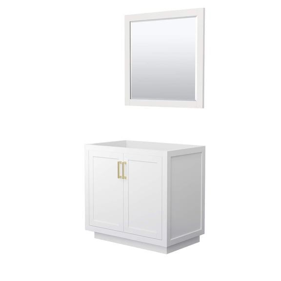 Wyndham Collection Miranda 36" No Sink Wood Single Bathroom Vanity in White/Gold