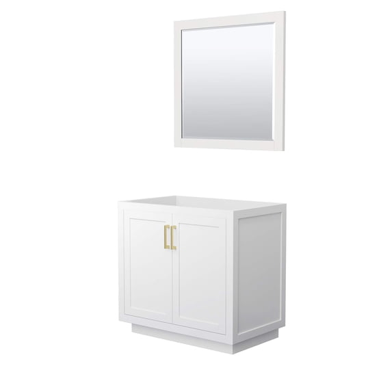 Wyndham Collection Miranda 36" No Sink Wood Single Bathroom Vanity in White/Gold