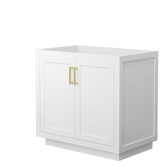 Wyndham Collection Miranda 36" No-Sink Wood Single Bathroom Vanity in White/Gold
