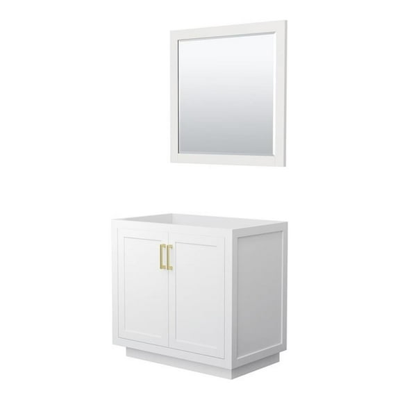 Wyndham Collection Miranda 36" No Sink Wood Single Bathroom Vanity in White/Gold