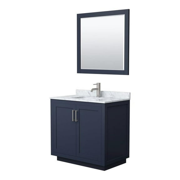 Wyndham Collection Miranda 36" Wood&Metal Single Bathroom Vanity in Blue/Nickel