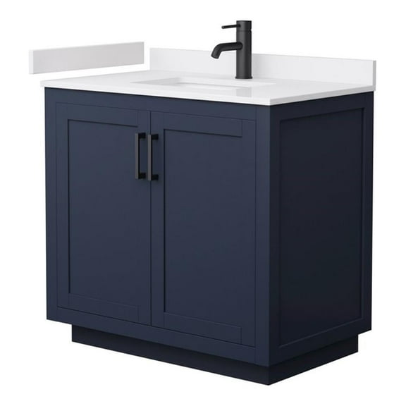 Wyndham Collection Miranda 36" Wood Single Bathroom Vanity in Blue/Black