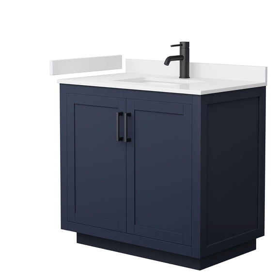 Wyndham Collection Miranda 36" Wood Single Bathroom Vanity in Blue/Black