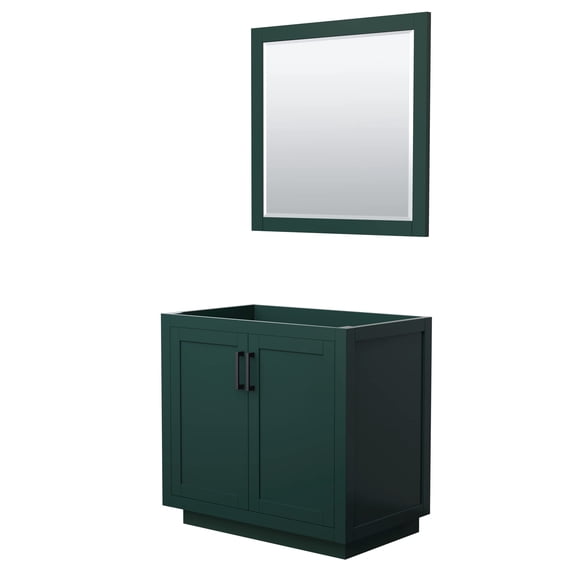 Wyndham Collection Miranda 36" Wood Single Bathroom Vanity in Green/Black Trim