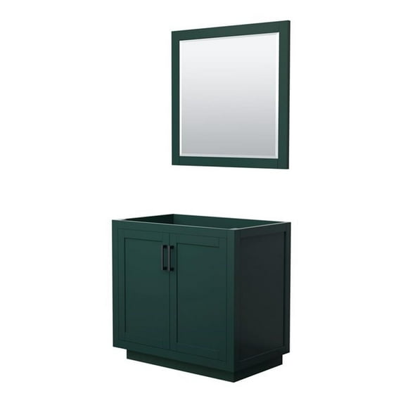 Wyndham Collection Miranda 36" Wood Single Bathroom Vanity in Green/Black Trim