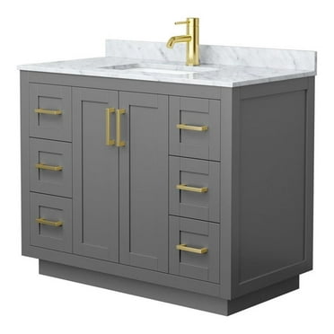 Wyndham Collection Miranda 42" Carrara&Wood Single Bathroom Vanity in Gray/Gold