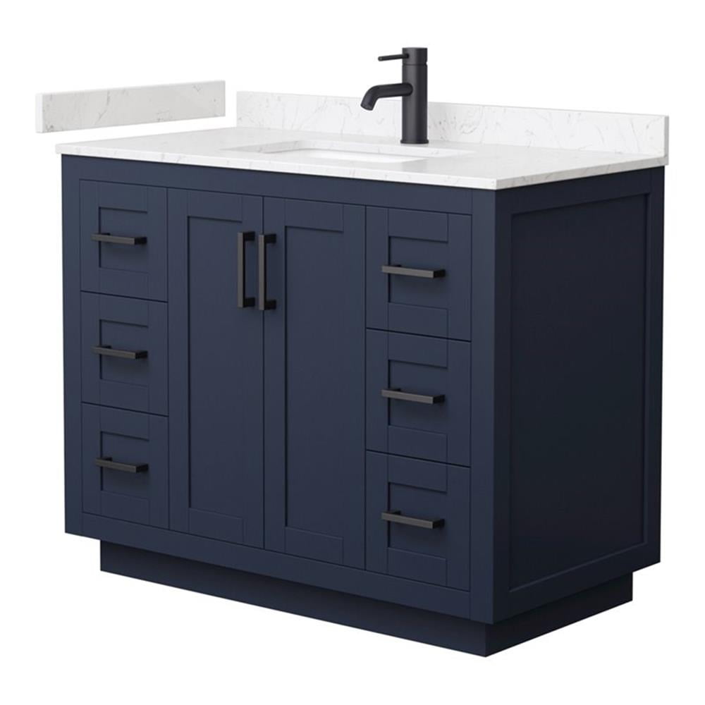 Miranda 42" Dark Blue Freestanding Bathroom Vanity with Marble Top