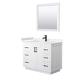 thumbnail image 1 of Wyndham Collection Miranda 42" Marble&Wood Single Bathroom Vanity in White/Black, 1 of 7