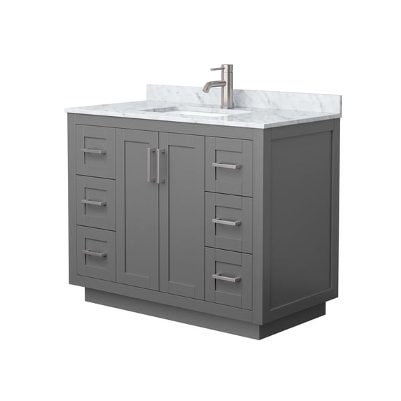 Wyndham Collection Miranda 42" Metal&Wood Single Bathroom Vanity in Gray/Nickel