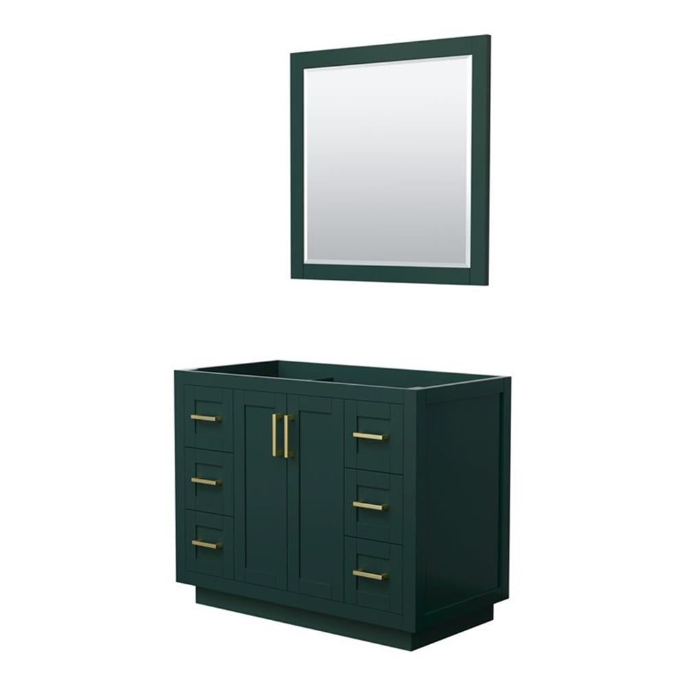 Miranda Dark Green 41.25" European Shaker Single Vanity Base with Brushed Gold Trim