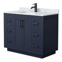 Wyndham Collection Miranda 42" Wood&Carrara Single Bathroom Vanity in Blue/Black
