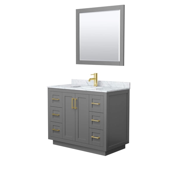 Wyndham Collection Miranda 42" Wood&Carrara Single Bathroom Vanity in Gray/Gold