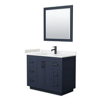 Wyndham Collection Miranda 42" Wood&Marble Single Bathroom Vanity in Blue/Black