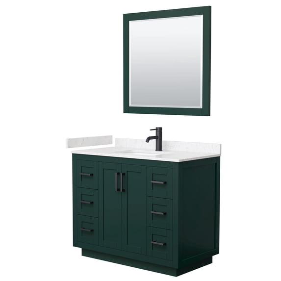 Wyndham Collection Miranda 42" Wood&Marble Single Bathroom Vanity in Green/Black
