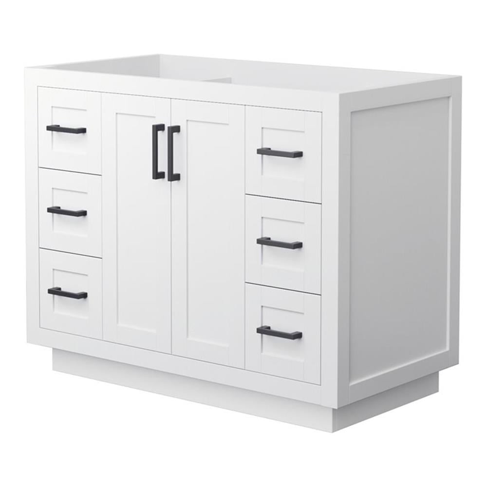 Miranda 42-Inch White and Matte Black Freestanding Single Bathroom Vanity