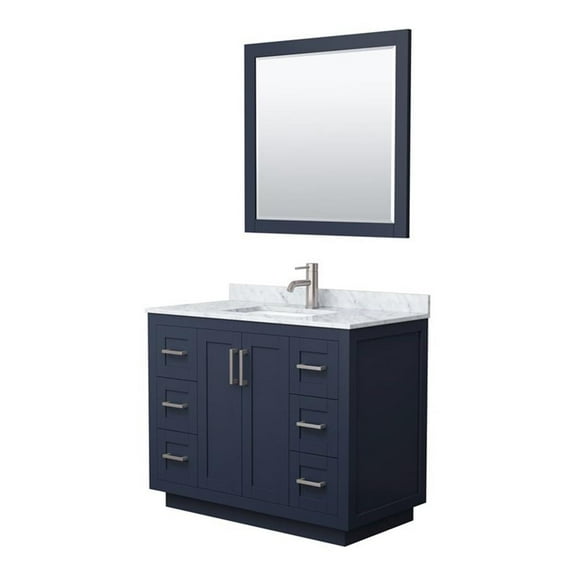 Wyndham Collection Miranda 42" Wood Single Bathroom Vanity in Blue/Nickel Trim