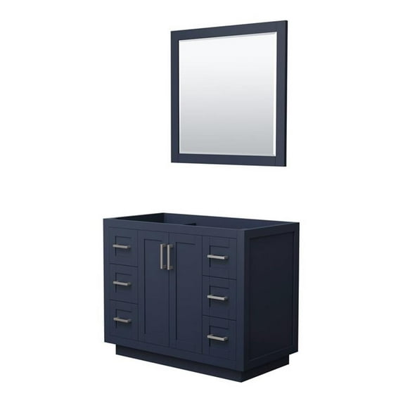 Wyndham Collection Miranda 42" Wood Single Bathroom Vanity in Dark Blue/Nickel