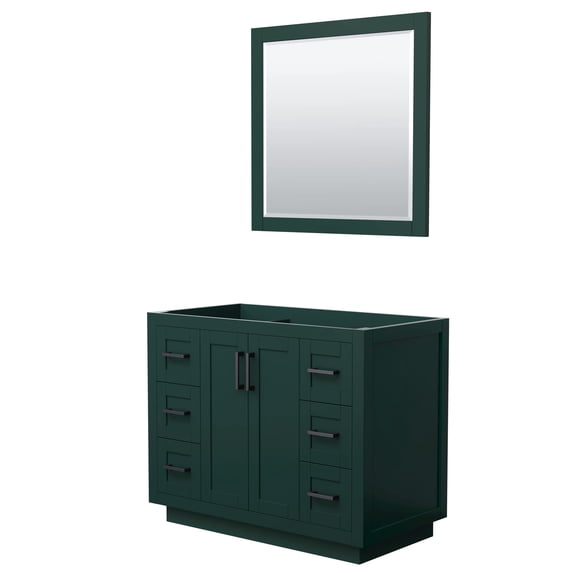 Wyndham Collection Miranda 42" Wood Single Bathroom Vanity in Green/Black Trim