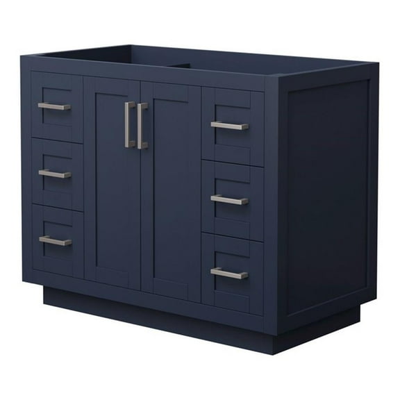 Wyndham Collection Miranda 42" Wood Single Bathroom Vanity in Nickel/Dark Blue