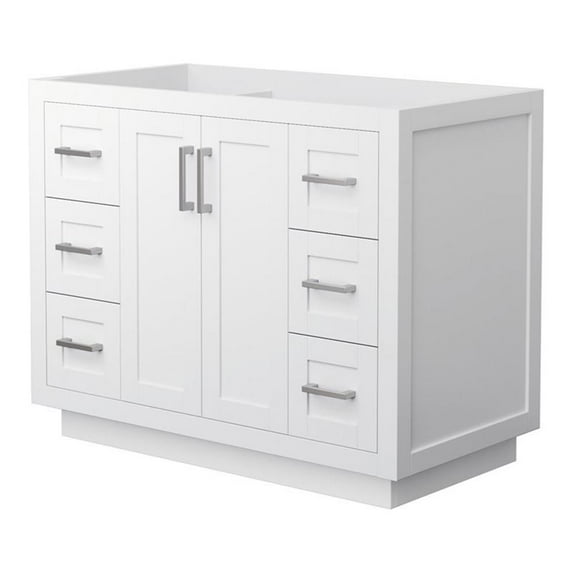 Wyndham Collection Miranda 42" Wood Single Bathroom Vanity in Nickel/White