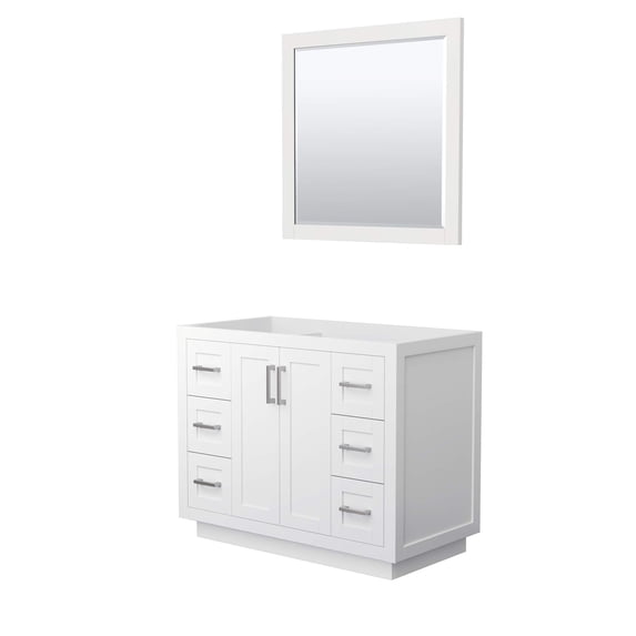 Wyndham Collection Miranda 42" Wood Single Bathroom Vanity in White/Nickel