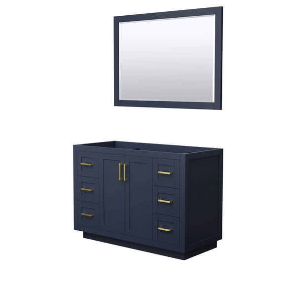 Wyndham Collection Miranda 48" No Sink Wood Single Bathroom Vanity in Blue/Gold