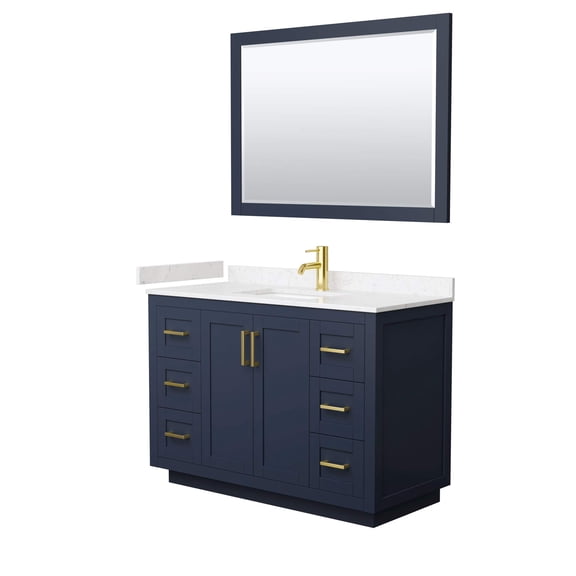 Wyndham Collection Miranda 48" Wood&Carrara Single Bathroom Vanity in Blue/Gold