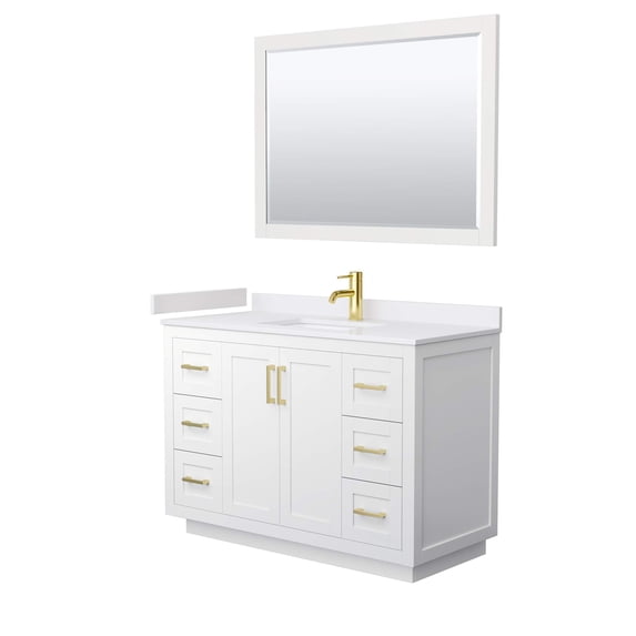 Wyndham Collection Miranda 48" Wood Single Bathroom Vanity in White/Gold