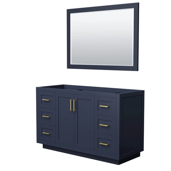 Wyndham Collection Miranda 54" No Sink Wood Single Bathroom Vanity in Blue/Gold