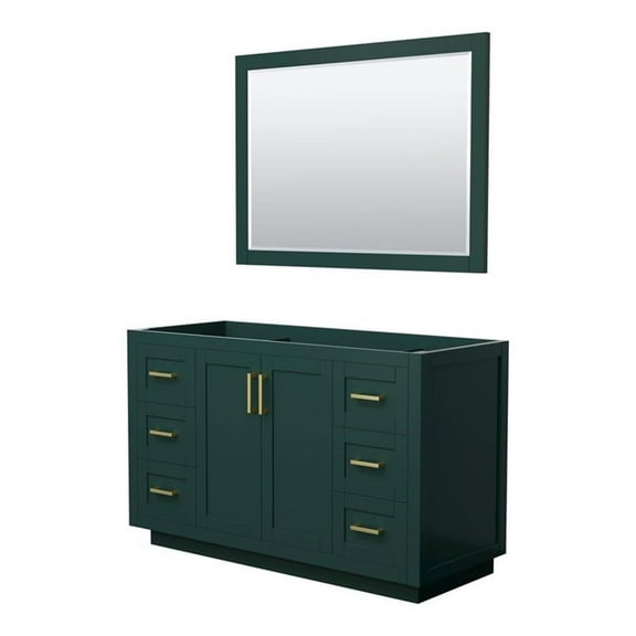 Wyndham Collection Miranda 54" No Sink Wood Single Bathroom Vanity in Green/Gold