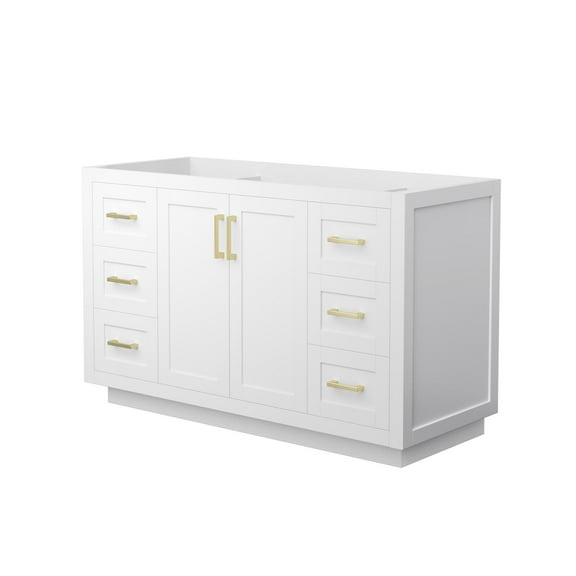 Wyndham Collection Miranda 54" No-Sink Wood Single Bathroom Vanity in White/Gold