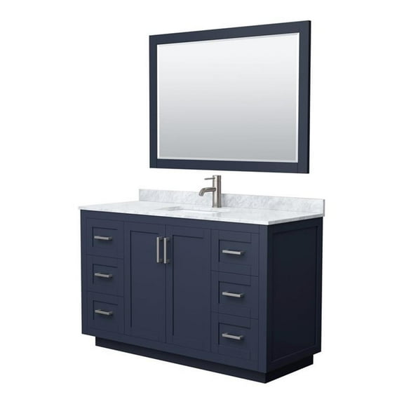 Wyndham Collection Miranda 54" Plywood Single Bathroom Vanity in Blue/Nickel
