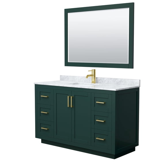 Wyndham Collection Miranda 54" Plywood Single Bathroom Vanity in Green/Gold