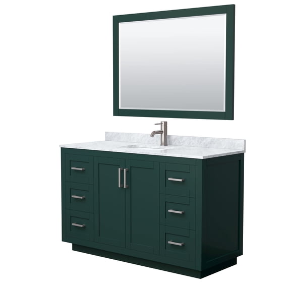 Wyndham Collection Miranda 54" Plywood Single Bathroom Vanity in Green/Nickel