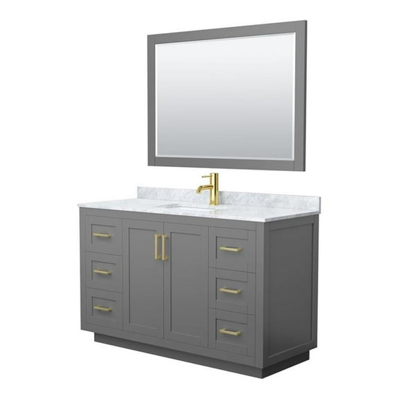 Wyndham Collection Miranda 54" Wood & Metal Single Bathroom Vanity in Gray/Gold