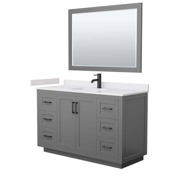 Wyndham Collection Miranda 54" Wood Single Bathroom Vanity in Dark Gray/Black