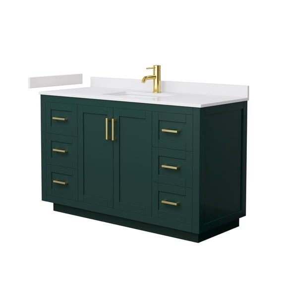 Wyndham Collection Miranda 54" Wood Single Bathroom Vanity in Green/Brushed Gold