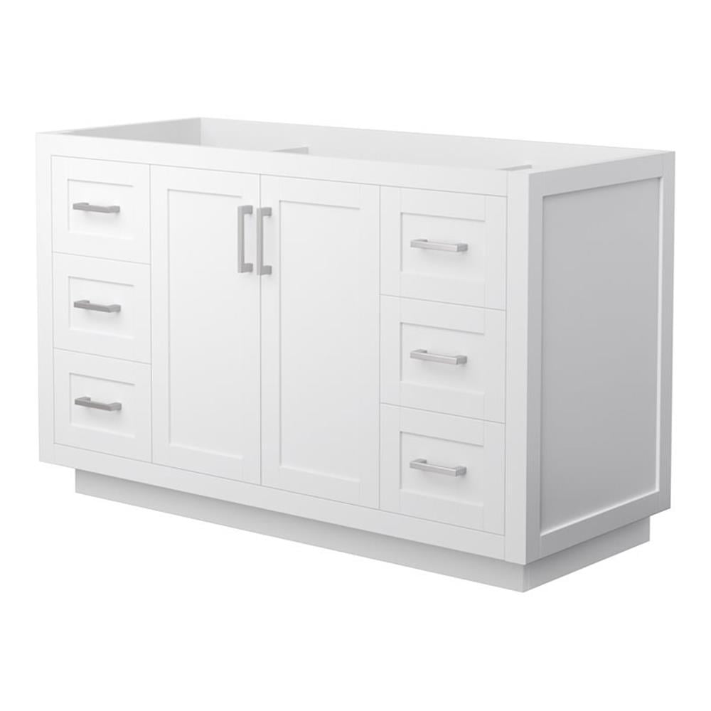 Miranda 54-Inch White Freestanding Single Bathroom Vanity with Brushed Nickel Trim