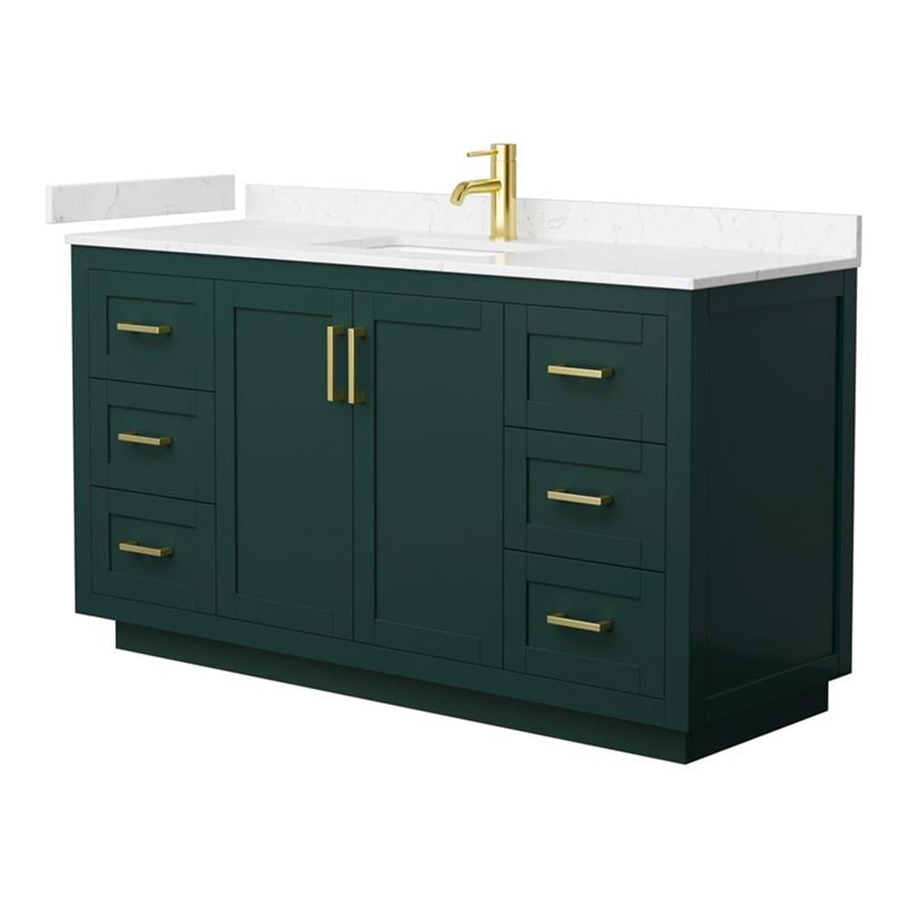 Miranda 60'' Green Single Freestanding Bathroom Vanity with Carrara Marble Top