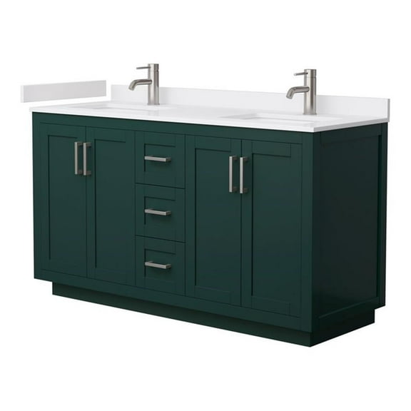 Wyndham Collection Miranda 60" Wood Double Bathroom Vanity in Nickel/Green
