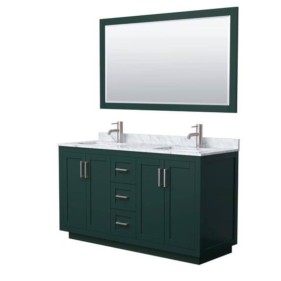 Wyndham Collection Miranda 60" Plywood Double Bathroom Vanity in Green/Nickel