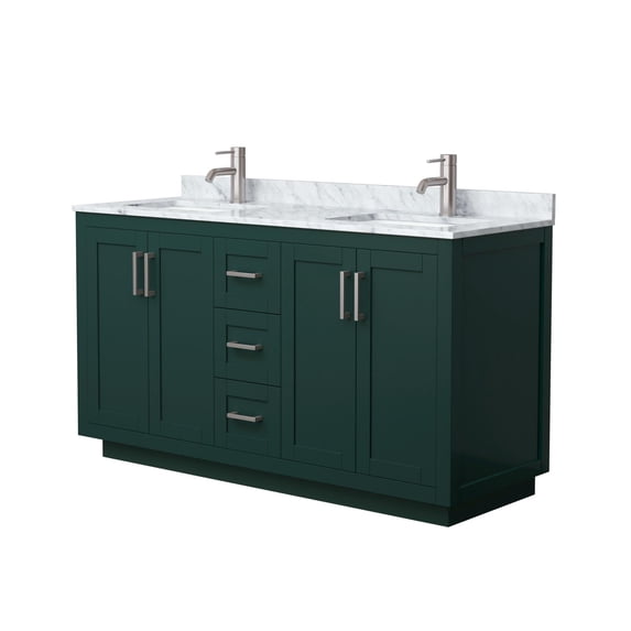 Wyndham Collection Miranda 60" Plywood Double Bathroom Vanity in Nickel/Green