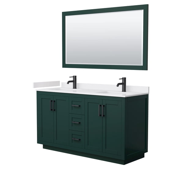 Wyndham Collection Miranda 60" Wood Double Bathroom Vanity in Green/Black