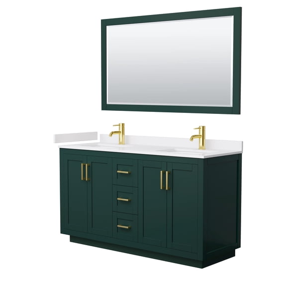 Wyndham Collection Miranda 60" Wood Double Bathroom Vanity in Green/Gold
