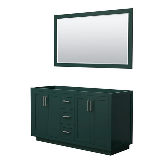 Wyndham Collection Miranda 60" Wood Double Bathroom Vanity in Green/Nickel Trim
