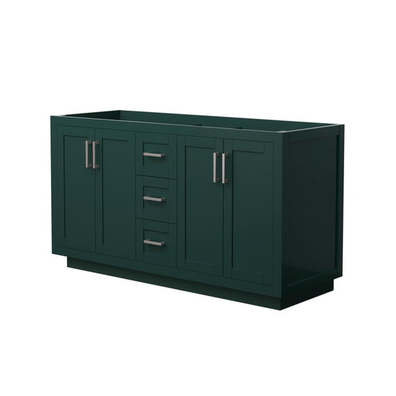 Wyndham Collection Miranda 60" Wood Double Bathroom Vanity in Nickel Trim/Green
