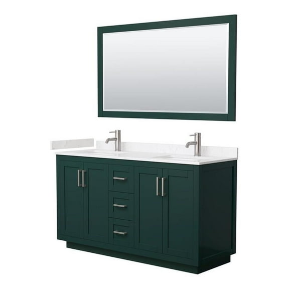 Wyndham Collection Miranda 60" Wood&Metal Double Bathroom Vanity in Green/Nickel
